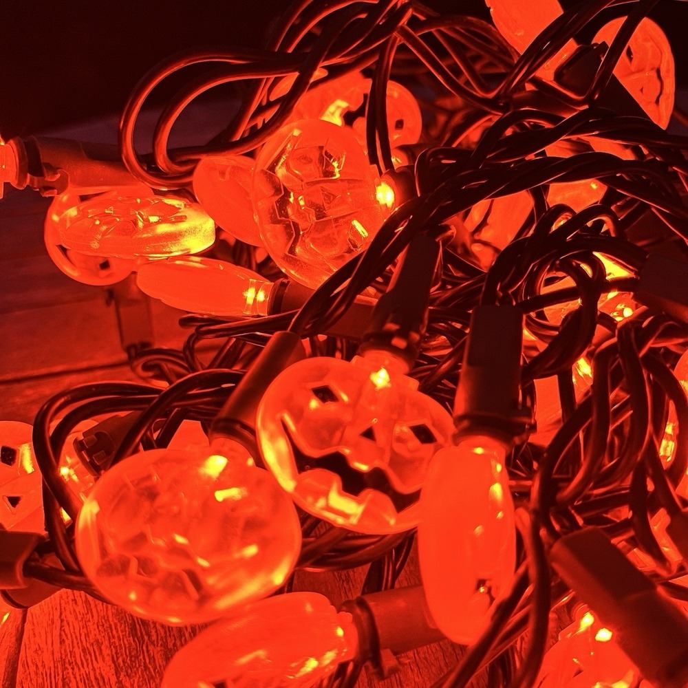 Vintage Restoration Hardware Halloween String‎ Lights 60 Orange Jack-o-Lanterns